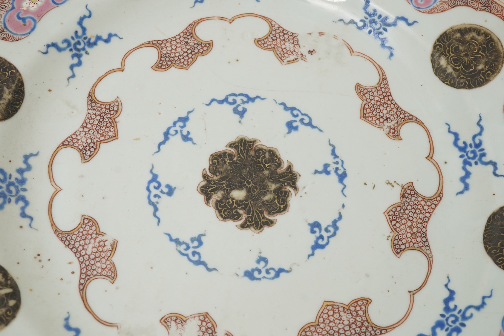 Two graduated Chinese famille rose octagonal dishes, Qianlong period